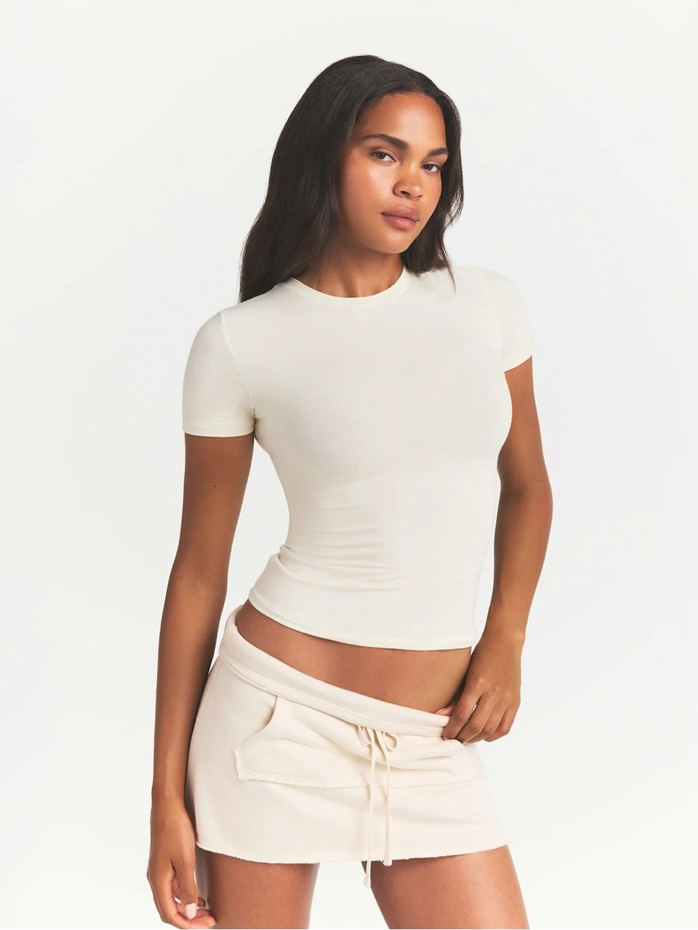 Skims COTTON JERSEY T-SHIRT | BONE - BONE / XS x 1